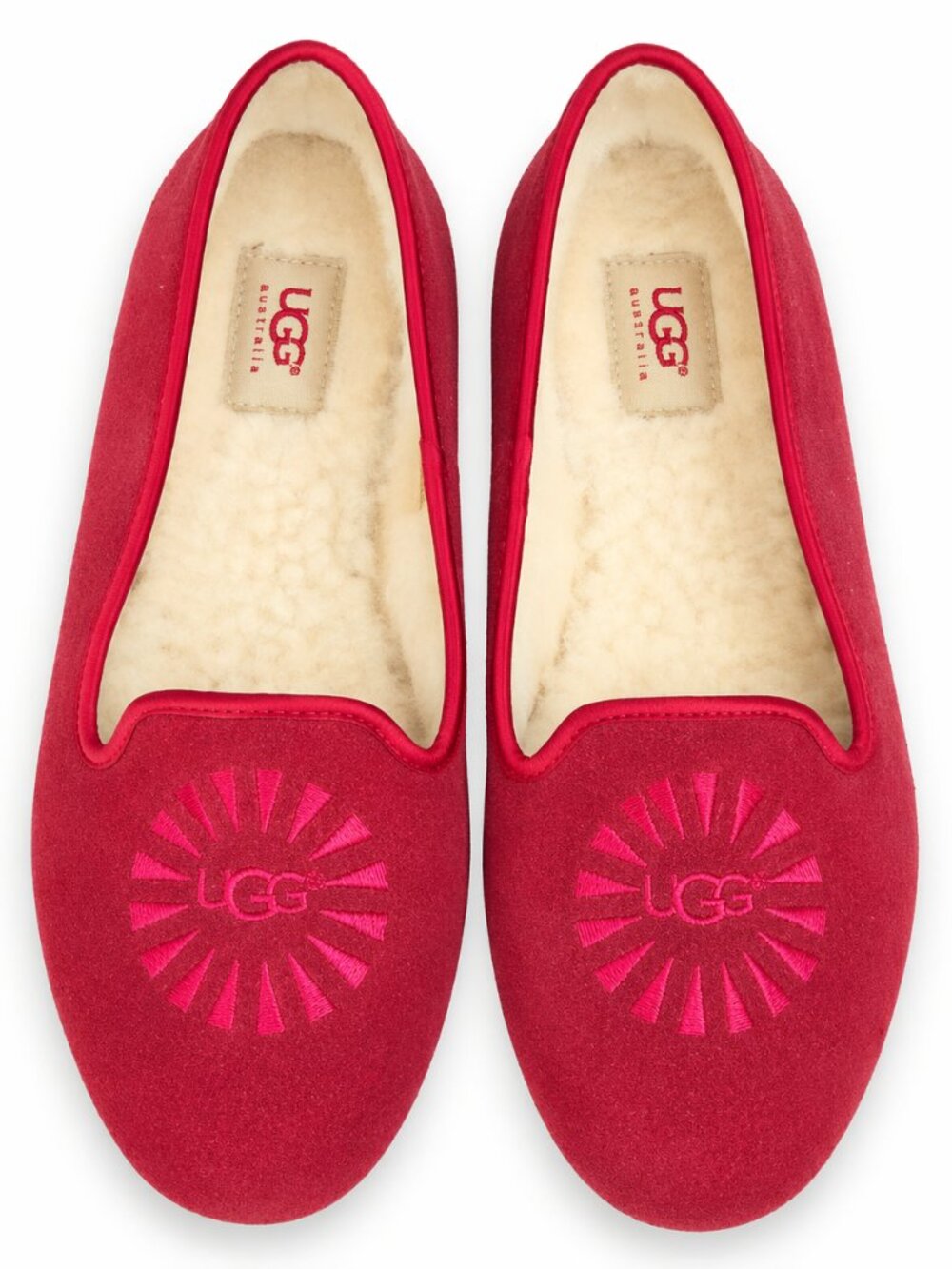 UGG Women's Vibrant Red Suede Flats, Size 9